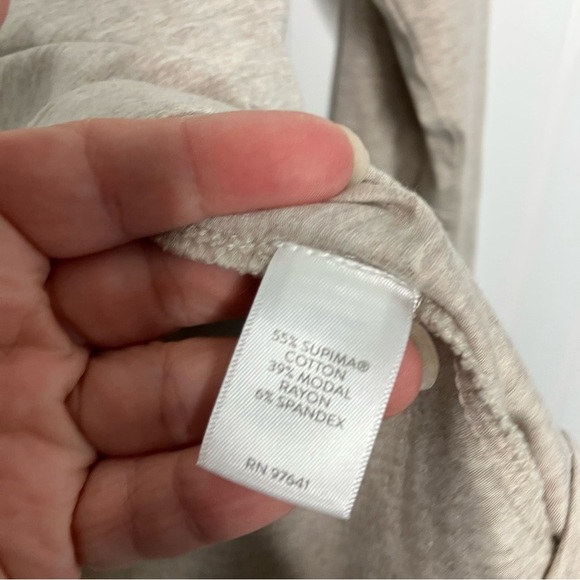 J.Jill Top Medium Petite Luxe Relaxed Tee Beige Oatmeal Casual Women’s Shirt - Picture 6 of 8